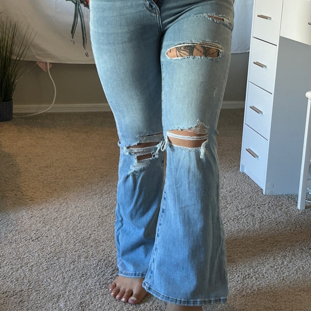American Eagle super hi rise flare jeans